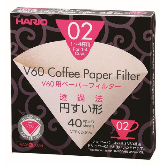 Hario v60 Coffee Paper Filters 02 Unbleached 40 sheets